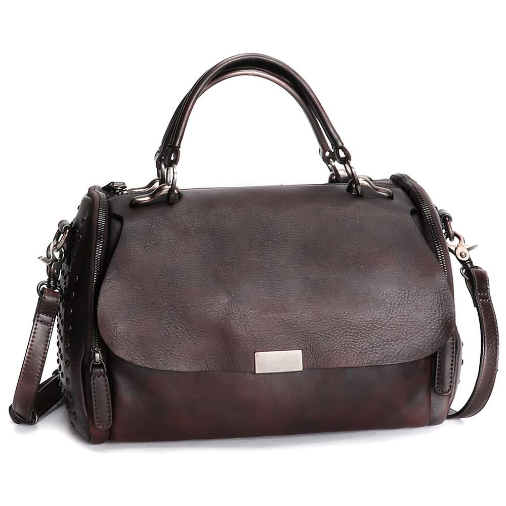 Genuine Leather Handbags Vintage Handmade Satchel Top Handle :<